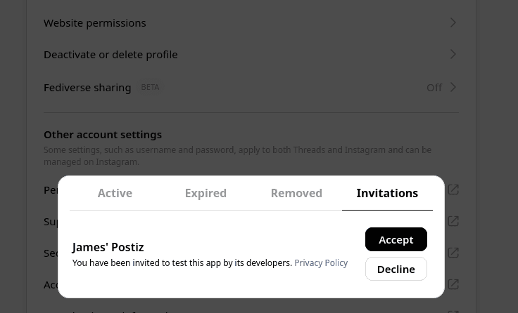 Threads invite